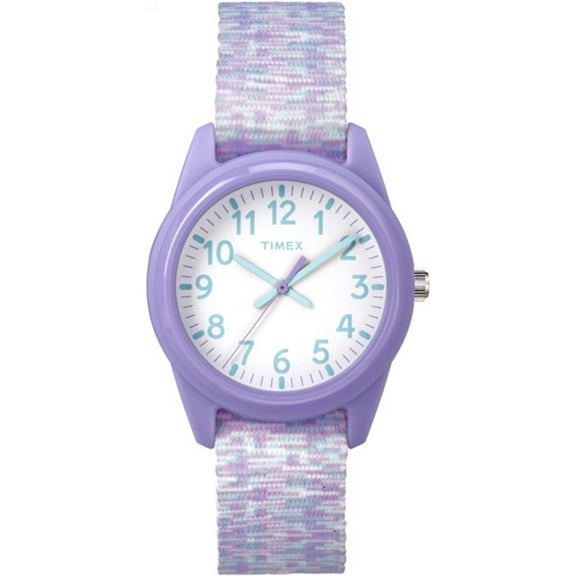 Timex Girls' Time Machines Analog Resin Watch, Purple/White Sport Elastic Fabric Strap