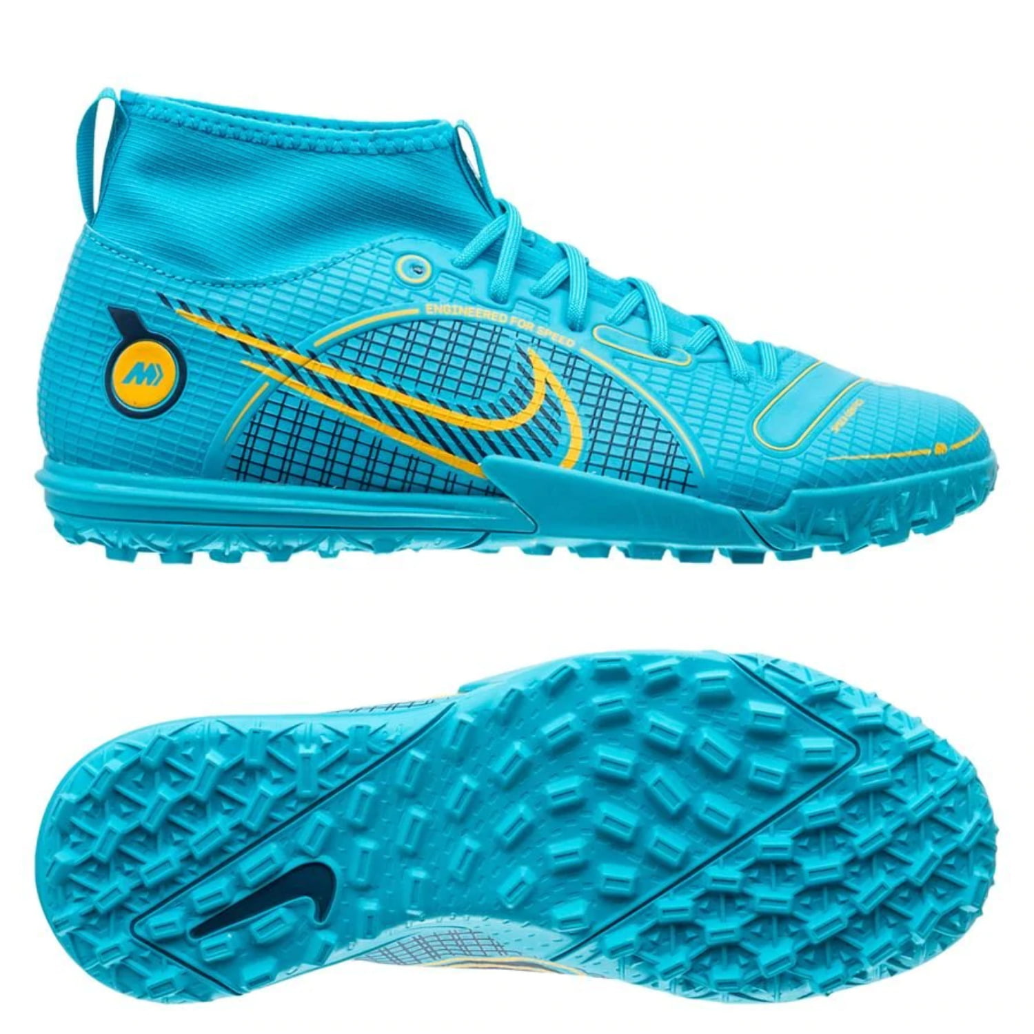 Nike Jr Superfly 8 Academy TF Turf Soccer Shoes - Chlorine Blue Laser Orange - Walmart.com