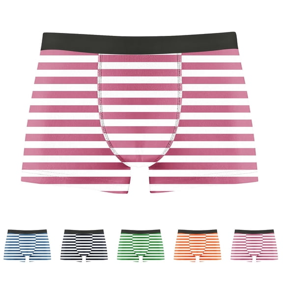 oelaio Mens Striped Boxer Briefs Pouch Front Underwear Boxers Moisture WickingBoxer Briefs Pink M