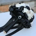 thumbnail image 7 of Sylvtty Wedding Bouquet for Bride Satin Artificial Flower Bridal Bouquet with Rhinestones Faux Pearls Bridesmaid Flower Bunch with Handle for Wedding Engagement Ceremony, 7 of 7