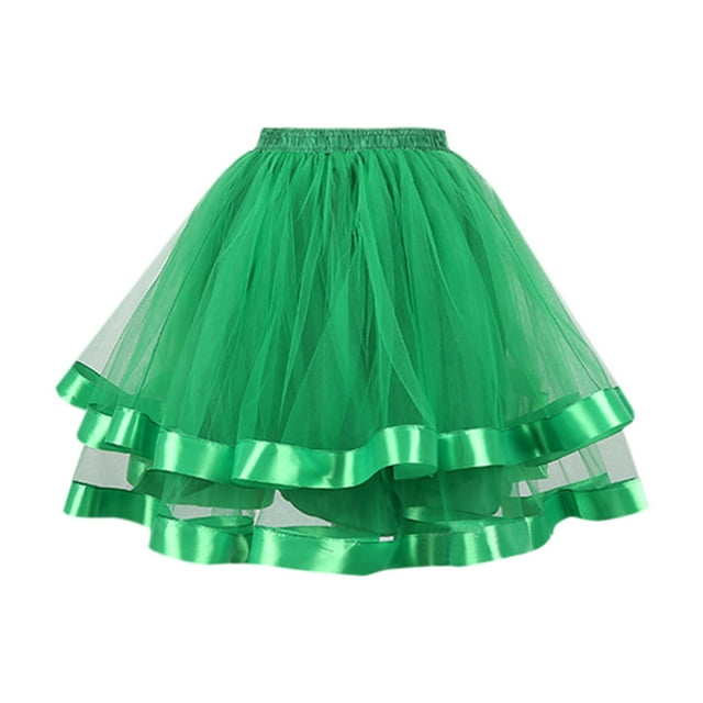 Gibobby faldas largas de mujer casuales de Navidad para mujer, disfraz de fiesta navideña, faldas de ballet TuTu(Verde, Talla única)