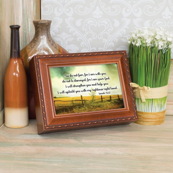 Cottage Garden - Do Not Fear for I Am with You Woodgrain Jewelry Music Box Plays Amazing Grace