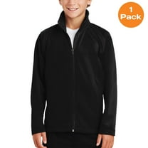 Sport-Tek YST90 Youth Tricot Track Jacket, Black/Black, XL, Boys Coats and Jackets