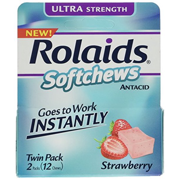 6 Pack Rolaids Softchews Antacid Strawberry Flavor 12 Chews Each