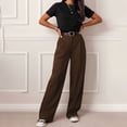 thumbnail image 2 of Women Wide Leg Pants High Waisted Business Casual Work Trousers Dressy Pants with Pockets by Yigetop Brown M, 2 of 6