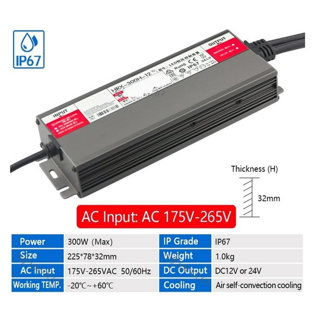 Waterproof LED Power Supply, Rainproof Lighting Transformers, 300W/400W AC 175-265 To DC 12V 24V Switch Transformer, Adapter LED Driver ,Stable Output