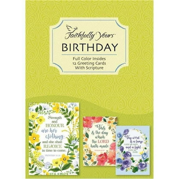 Faithfully Yours 170279 Boxed Card for Birthday Floral Scripture - Pack of 12