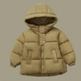 thumbnail image 2 of Lenpel Boys Girls' Puffer Jackets Toddler Baby Long Sleeve Button Zip up Hooded Quilted Jackets Warm Padded Coats with Pockets(Coffee,7-8 Years), 2 of 7