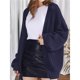 thumbnail image 4 of Cárdigan de Punto Grueso para Mujer, Larga, Cuello en V, Botones, con Bolsillo, para Otoño e Invierno Azul Oscuro XXL, 4 of 8