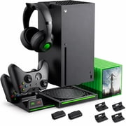 Upgraded Cooling Stand & Charging Station for Xbox Series X Console&Controller, with 11 RGB Light Modes,2x1400mAh Rechargeable Batteries