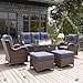 thumbnail image 3 of LayinSun 7 Pieces Outdoor Patio Furniture Set with Fire Pit Table, Rattan Wicker Sectional Swivel Rocker Chairs Sets with Ottomans, Swivel Glider Chairs and Coffee Table, 3 of 4