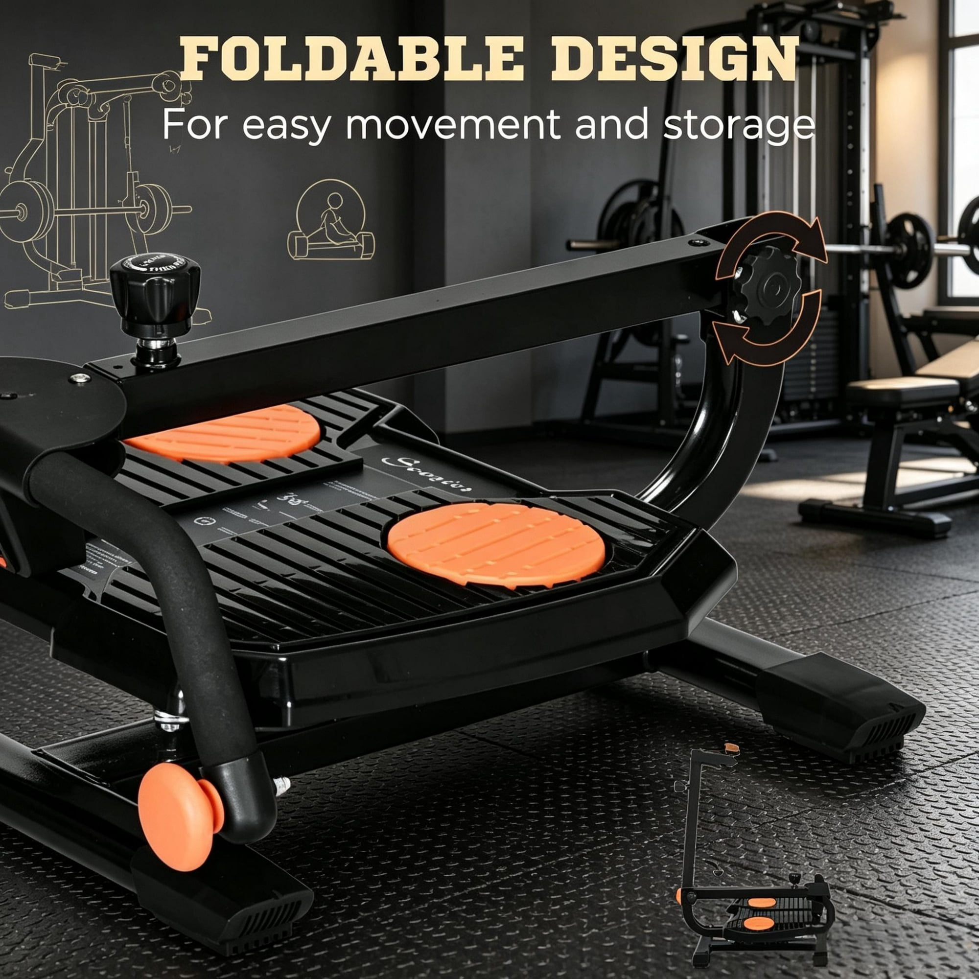 Orange Foldable Ab Twister Board Waist Trimming Workout Equipment with LCD Display for Women And Men