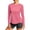 #394-Pink, variant on Craaazy Sun Protection Shirt for Women Regular Fit Solid Color Crew Neck Lightweight Tops with Curved Hem for Sports and Daily Casual