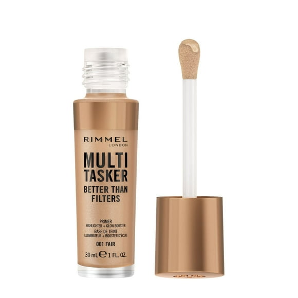 Rimmel Multi-Tasker Better Than Filters, Base visage, Amplificateur d’éclat et Enlumineur, Formule végétalienne, Anti-âge, Pigments réfléchissants