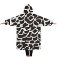 thumbnail image 2 of Oversized Wearable Blanket Hoodie,White and Black Of Leopard Print Sherpa Blanket Hoodie with Super Pockets,Super Warm Fuzzy Pullover for Women & Men, 2 of 6