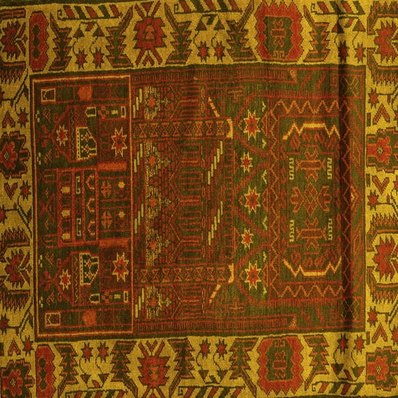 Ahgly Company Indoor Square Persian Yellow Traditional Area Rugs, 7' Square