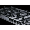thumbnail image 4 of 5-burner gas cooktop made in Italy in stainless steel with 36" wide SS trim kit, sealed dual flame burner, cast iron grates, and wok stand, 4 of 5