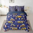 thumbnail image 2 of Homewish Excavator Theme 7pcs Bedding Comforter Set,Construction Vehicles Queen Bedding Sets,Blue Deepblue Queen Sheet Sets For Boys Kids,Ultra Soft Home Decor Reversible, 2 of 8