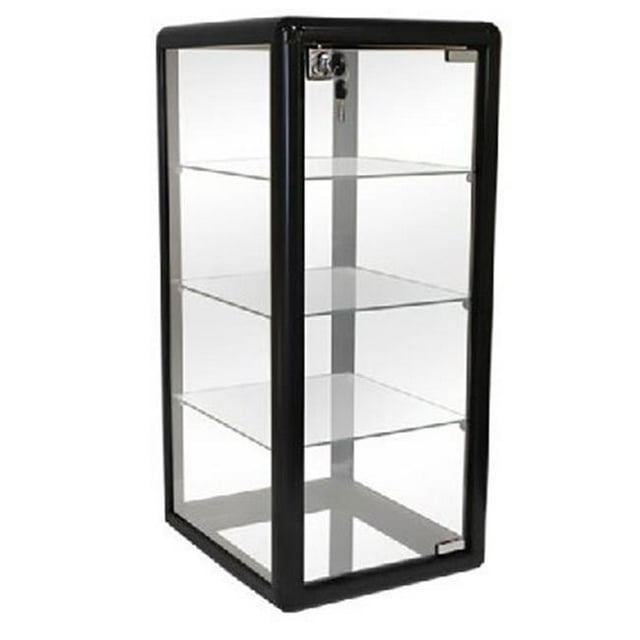 14 x 27 in. Glass Countertop Showcase Tower Display Case, Black