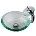 thumbnail image 3 of KRAUS 34 mm Thick Glass Vessel Sink in Clear with Waterfall Faucet in Chrome, 3 of 7