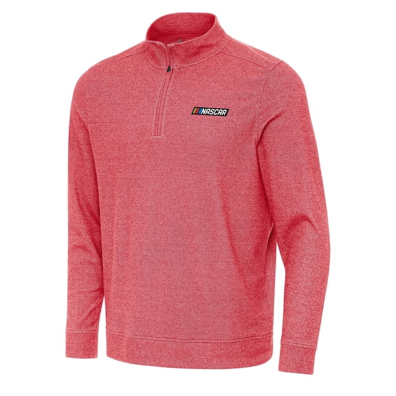 Men's Antigua Heather Red NASCAR Merchandise Subtle 1/4 Zip Pullover Direct to Film