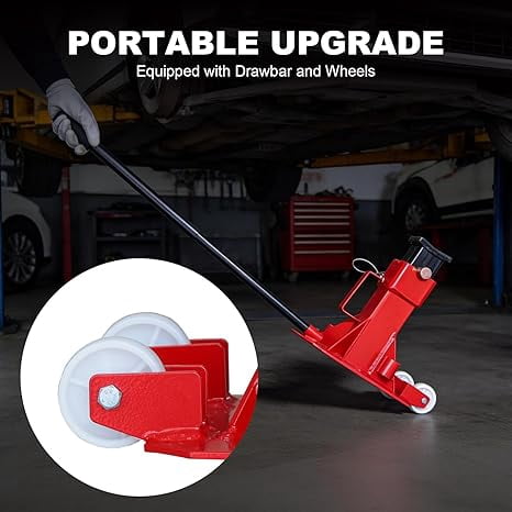 JACK BOSS Heavy Duty 12 Ton (24,000 lbs) Jack Stands with 2 Casters and Handle, Easily Moveable Car Lift Stands for Truck and Pick Up, Red