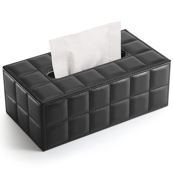 Funda para pañuelos KINGFOM, gamuza sintética, piel sintética, color negro suave