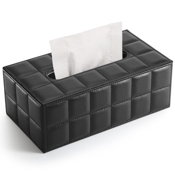 Funda para pañuelos KINGFOM, gamuza sintética, piel sintética, color negro suave