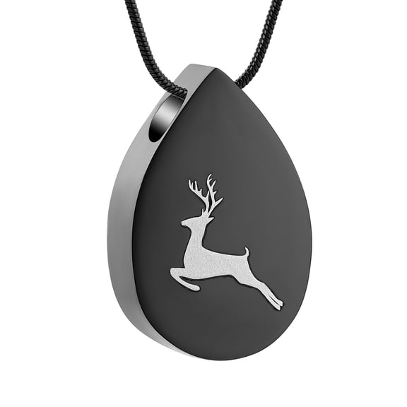 Teardrop Urn Cremation Ashes Necklace Deer Design Memorial Keepsake Teardrop Eternity Memorial Pendant Mom Dad Jewelry for Women