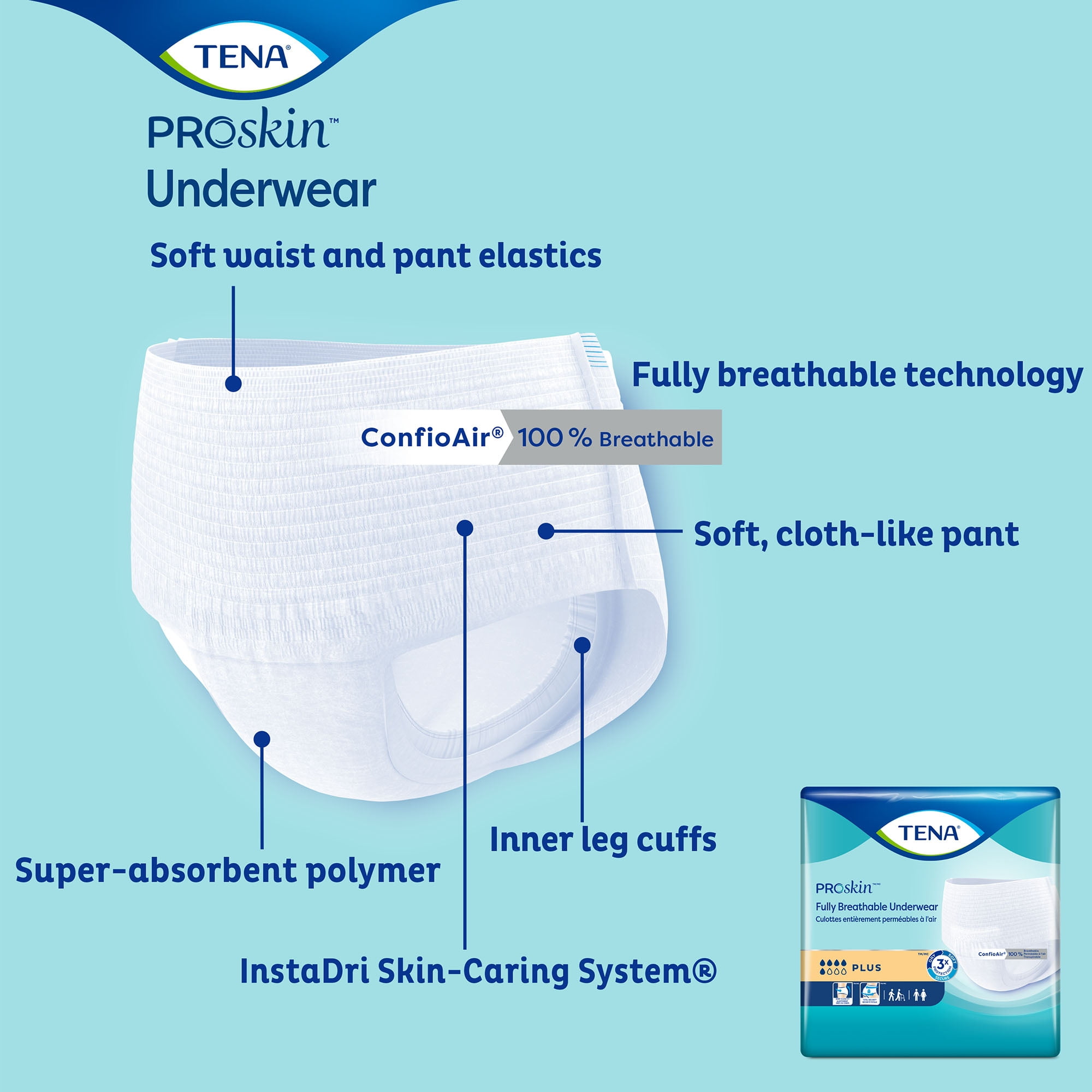 TENA ProSkin Plus Disposable Underwear Pull On with Tear Away Seams Large,  72633, 18 Ct, 18 ct - Fry's Food Stores