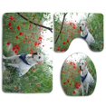 thumbnail image 1 of Juego de alfombras de baño ABPHQTO Labrador Retriever en flores rojas 3 piezas, 1 of 2