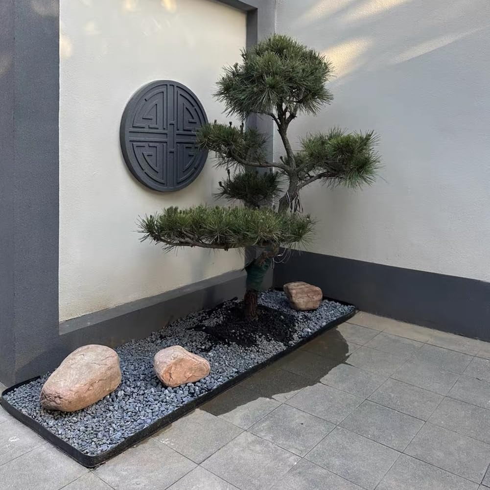 PET Landscape Edging Garden Border with Anchoring Spike Nails Black 43.5x45.5mm Hole: 10mm