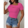 thumbnail image 5 of Womens Fashion Clothes One Piece Cutout Tops Short Sleeve Slim Fitted Shirts Tee Tshirts, 5 of 5