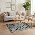 thumbnail image 3 of ODIKA 4'x6' Black Ivory Geometric Medallion Pixelated Washable Area Rug Traditional Stepped Motif Pattern With Repeating Stain Resistant, Low Pile, Easy Care for Dorm Room, Small Living, 3 of 7