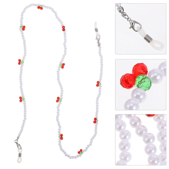 FONDOTIN Decorative Eyeglasses Chain White Metal Bead 1Pcs 27.6x0.2in