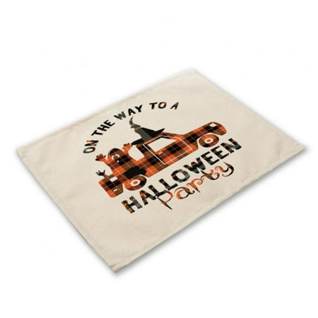 

4 Pieces Halloween Placemat Burlap Insulated Table Mat Washable Non-Slip Table Mat for Halloween Table Decor 16 x 12 inch