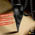 thumbnail image 5 of FaithHeart Viking Raven Skull Necklace for Men Women Black Stainless Steel Gothic Crow Pendant Vintage Norse Jewelry Gift for Boyfriend Husband Valentine's Day, 5 of 10