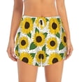 thumbnail image 2 of Fuzoiu Sunflowers Print Women's Athletic Shorts, Double-Layer Running Shorts with Pocket,Women's Workout Shorts for Yoga, Gym, and Workouts-Medium, 2 of 7