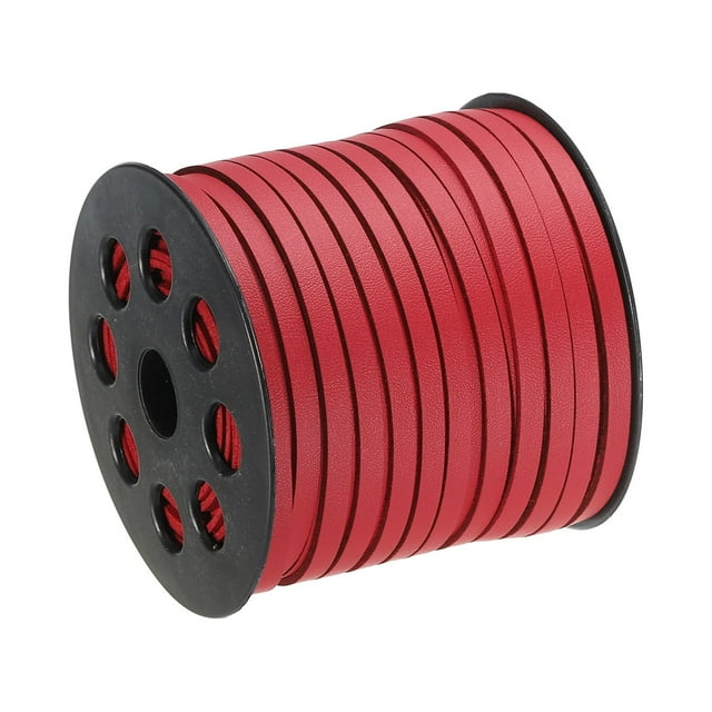 Unique Bargains Corde en Cuir Plate de 49,21 Yards 5 mm en Suède pour Bricolage, Rouge 1 Rouleau