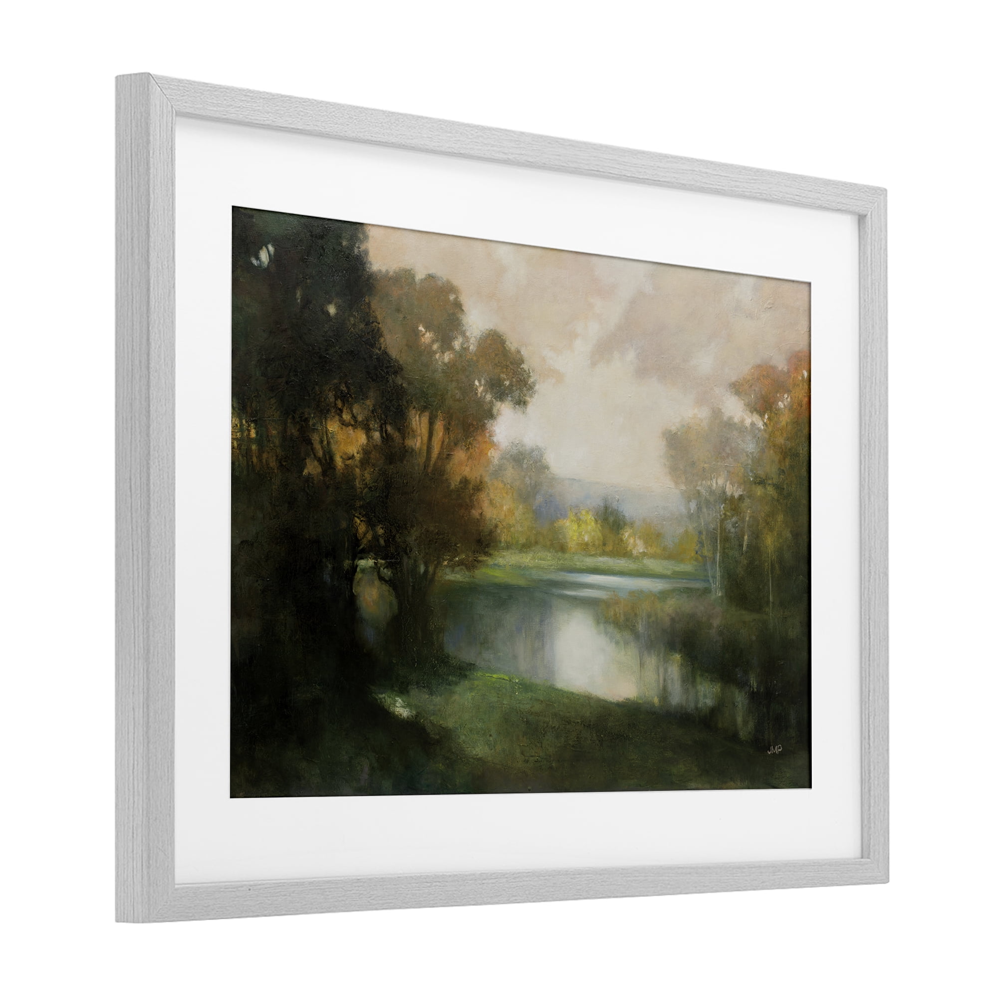 Stupell Industries Lakeside Morning in Autumn Light Gray Framed Print Under Glass, design by Julia Purinton