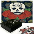 thumbnail image 2 of Ambesonne Dia De Los Muertos Jigsaw Puzzle Durable Cardboard, Skull with Roses, 1000 pcs, Multicolor, 2 of 5