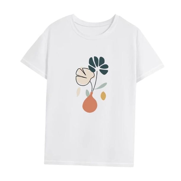 Camiseta para Mujer Ropa Activewear Simple Clásico Elegante Cuello Redondo Camisa Básica M