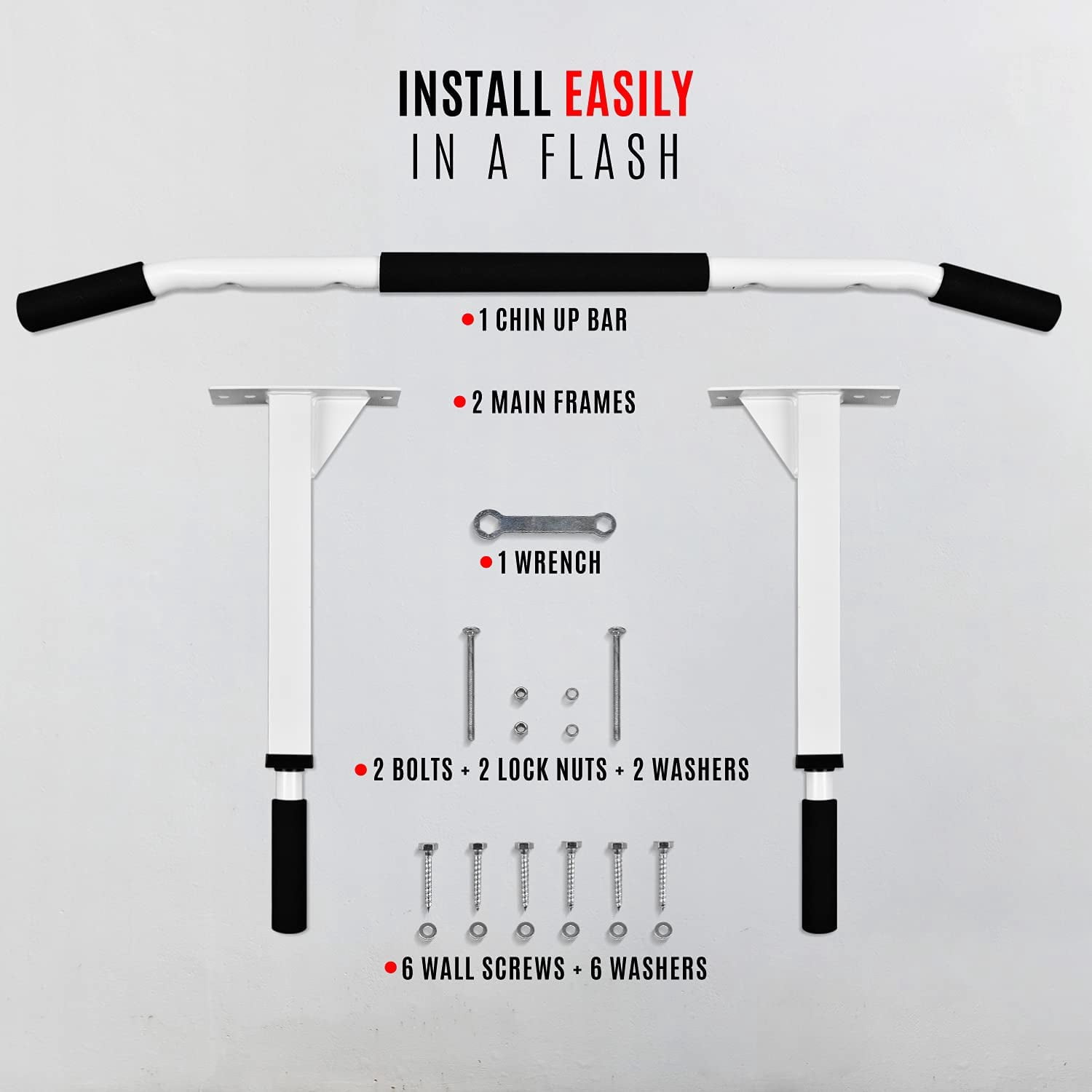 Yes4All Wall Mount Chin Up Bar - White