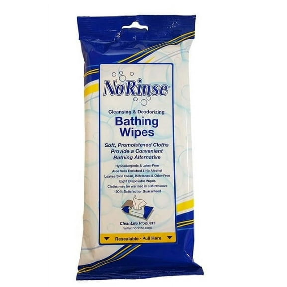 No Rinse Cleansing & Deodorizing Bathing Wipes, 8 Ct (5 pack) (Bundle)