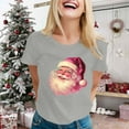thumbnail image 2 of Christmas T Shirt for Women Xmas Satan Claus Print Short Sleeve Crew Neck Basic Tees Funny Gifts Holiday Casual Blouses, 2 of 4
