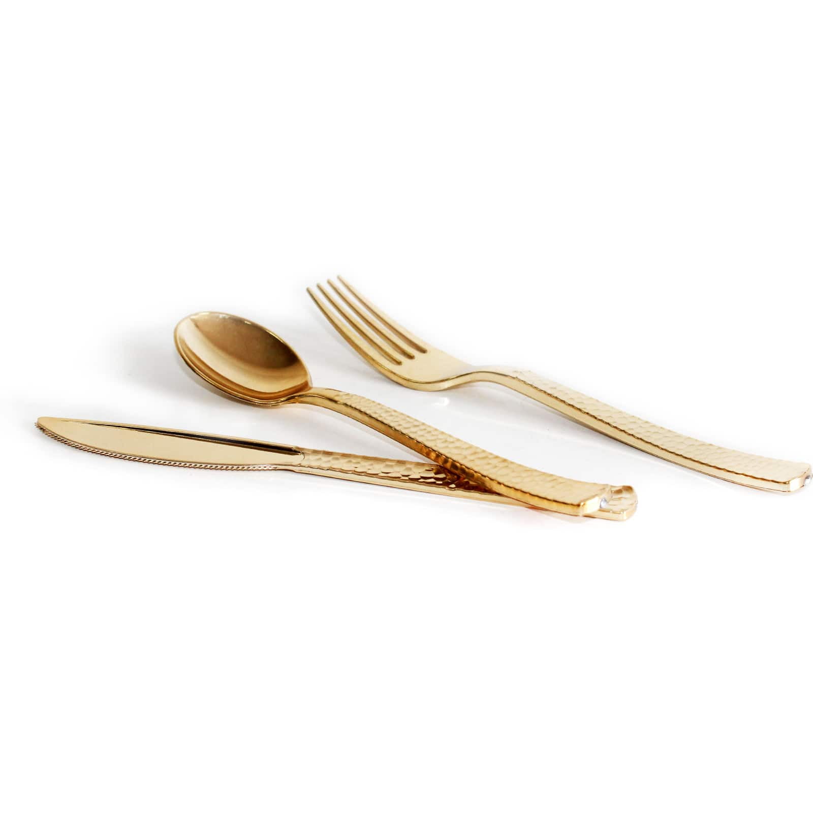 Buy 6 Packs 120 ct. (720 total) Gold Hammered Plastic Cutlery Set by