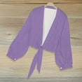 thumbnail image 4 of TTUHYWXI Women's 2025 Summer Lightweight Short Bolero Cardigan Shrug Sheer Tie Front Top 3/4 Sleeve Jacket for Dress (Purple, XXL), 4 of 6