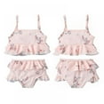 thumbnail image 2 of Toddler Girls Ruffled Swimsuits Two-Pieces Floral Bathing Suits Crop Top And Bikini Bottoms Swimwear Dot Kids Sunsuit Tankini Suit 1-6T, 2 of 6