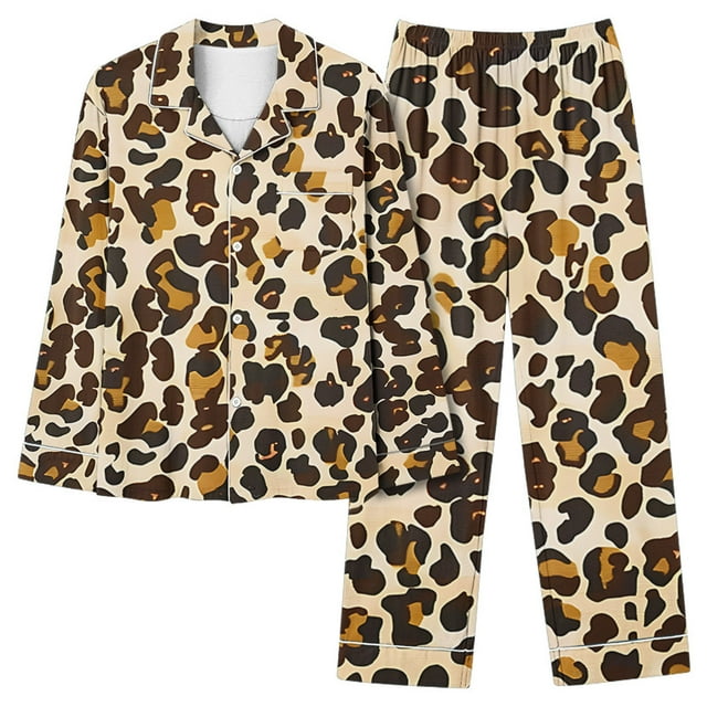 Rbaofujie Robe pour Femmes Mode Décontractée Imprimée Manches Longues Hauts Décontractés Pantalons Pyjama Ensemble Automne Pyjama