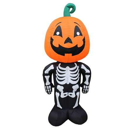 BZB Goods 4 Foot Tall Halloween Inflatable Pumpkin Head Man Blow Up LED Lights Decor Outdoor Indoor Holiday Decorations, Blow up Lighted Yard Lawn Decor Home Family Outside